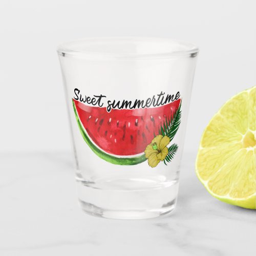 Sweet Summer Time  Watercolor Watermelon Shot Glass