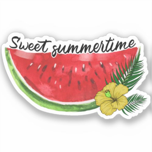 Sweet Summer Time  Watercolor Watermelon Sticker