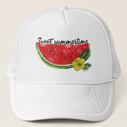 Sweet Summer Time  Watercolor Watermelon Trucker Hat