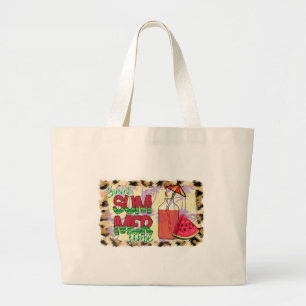 Sweet Summer Time Watermelon, Beach & Leopard Large Tote Bag