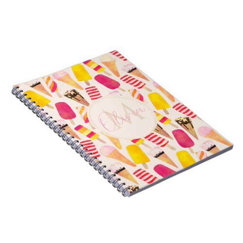 Sweet Summer Watercolor Ice Cream Notebook