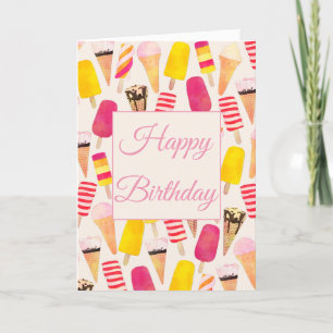 Sweet Summer Watercolor Ice Cream Thank You Card