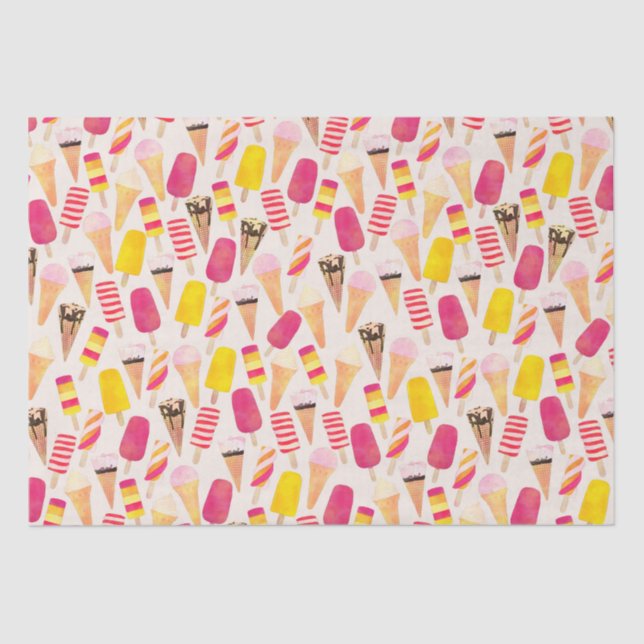 Sweet Summer Watercolor Ice Cream Tissue Paper (Front)