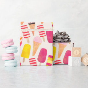 Sweet Summer Watercolor Ice Cream Wrapping Paper
