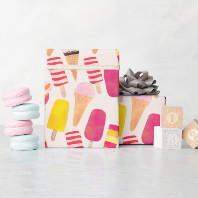 Sweet Summer Watercolor Ice Cream Wrapping Paper (Baby Shower)