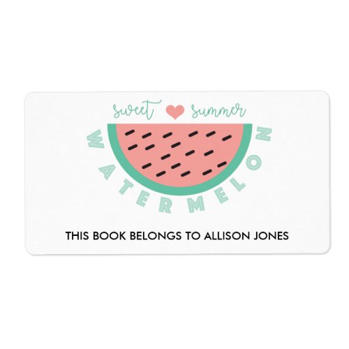 Sweet Summer Watermelon Back to School Book Label