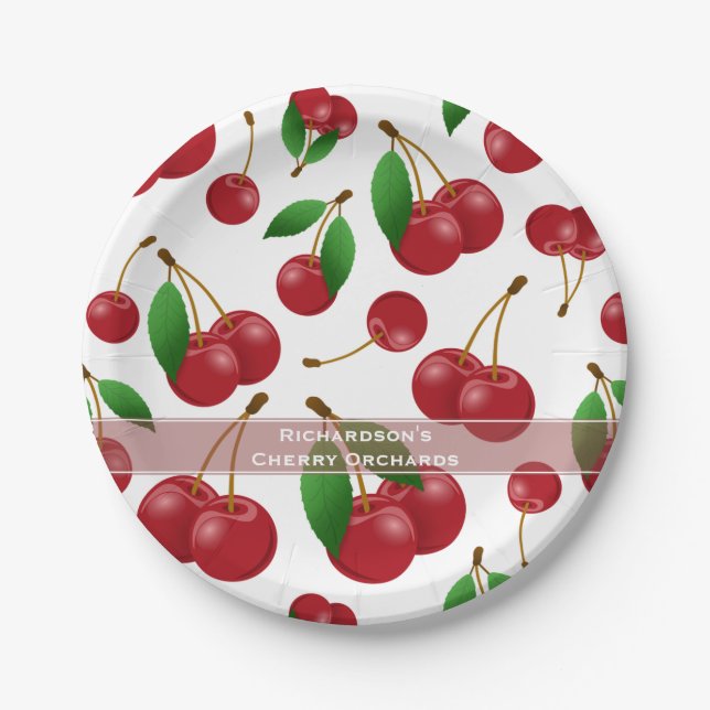 sweet summertime cherries paper plates (Front)