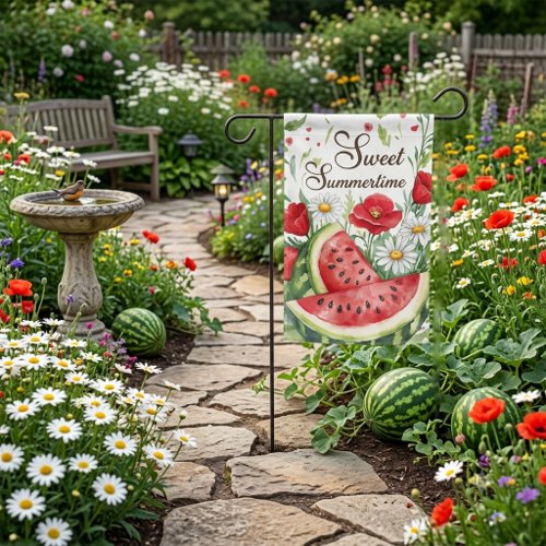 Sweet Summertime Watermelon Floral Art Garden Flag