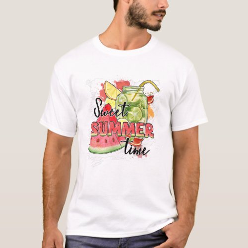 Sweet Summertime Watermelon Leopard Print Funny Su T_Shirt