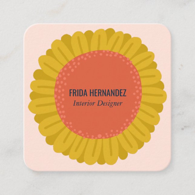 Sweet Sunflower Daisy Flowers CUSTOMIZE IT Square Business Card (Front)