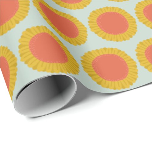 Sweet Sunflower Daisy Retro Modern Floral Pattern Wrapping Paper