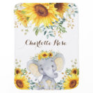 Sweet Sunflower Elephant Wild One Summer Greenery Baby Blanket Sweet Sunflower Elephant Wild One Summer Greenery Baby Blanket