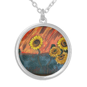 Sweet Sunflower Silver Plated Necklace