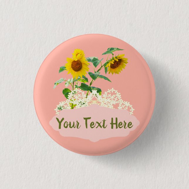 Sweet Sunflowers personalized Button (Front)