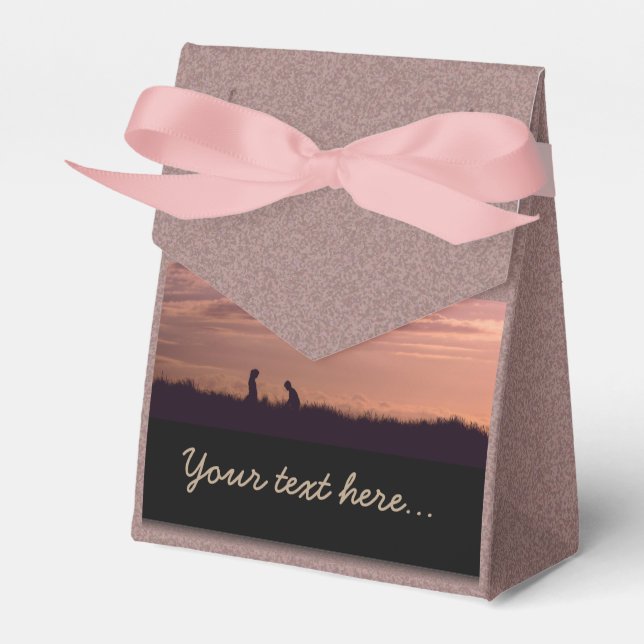 Sweet Sunset Silhouette People Favor Boxes (Front Side)