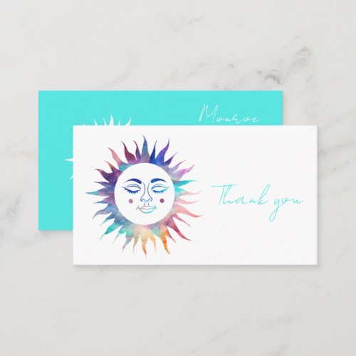 Sweet Sunshine Rainbow Boho Social Icons Thank You Business Card