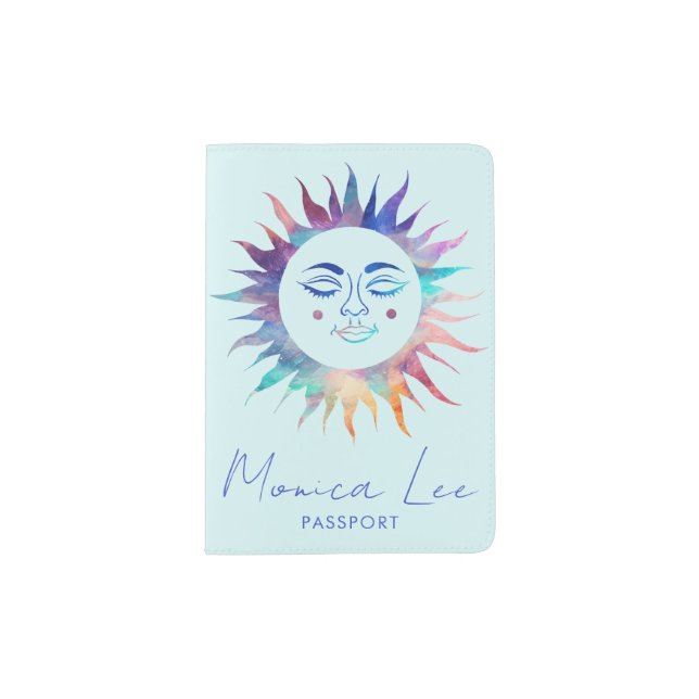 Sweet Sunshine Rainbow Personalized Watercolor Passport Holder (Front)
