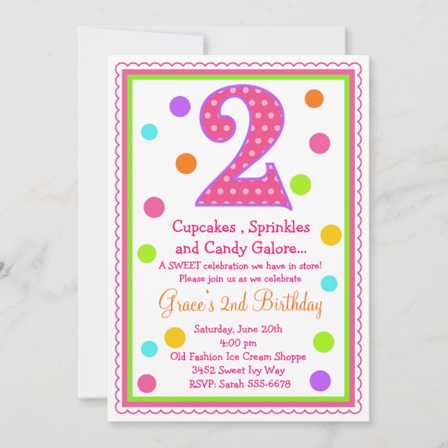 Sweet Surprise 2nd  Birthday Invitation (Front)