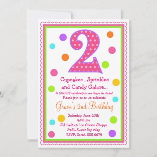 Sweet Surprise 2nd  Birthday Invitation