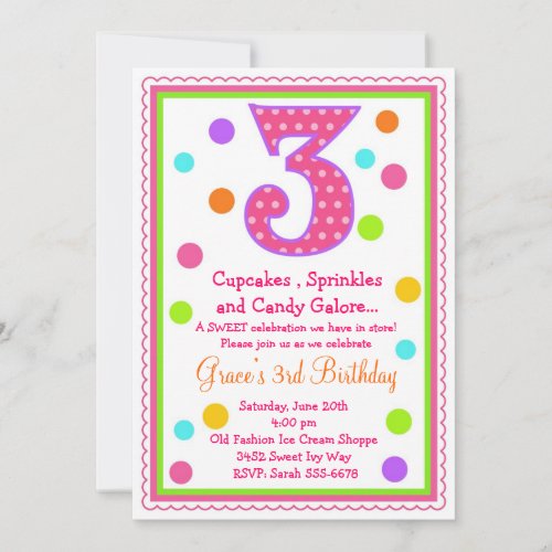 Sweet Surprise 3rd  Birthday Invitation