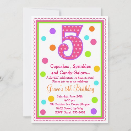Sweet Surprise 5th Birthday Invitation