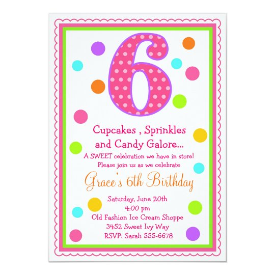 Sweet Surprise 6th Birthday Invitation Zazzle Sweet Surprise 6th Birthday Invitation Zazzle