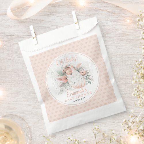 Sweet Swaddled Oh Baby Floral Girl Baby Shower Favor Bag