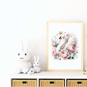 Sweet Swan 2 Baby Nursery Decor Wall Art