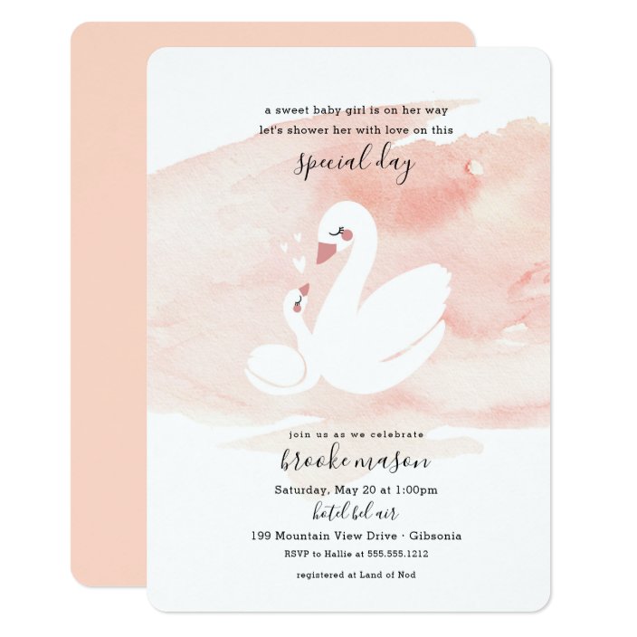 swan baby shower invitations