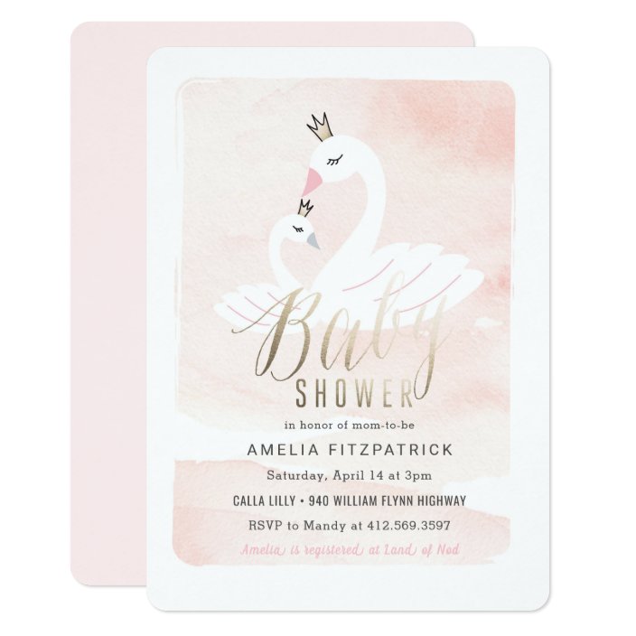 swan baby shower invitations