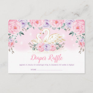 Sweet Swan Princess Pink Purple Diaper Raffle Enclosure Card