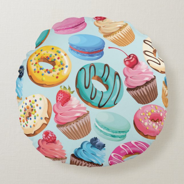 Sweet Sweets: Pattern of Delight. Round Pillow (Front)