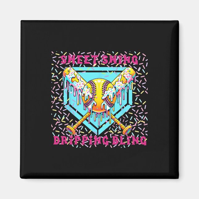 Sweet Swing Softll Home Plate With Ice Cream Drip  Magnet (Front)