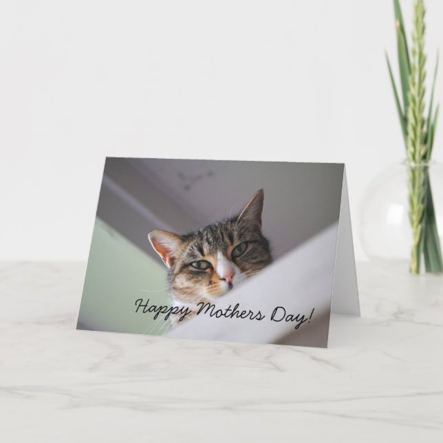 Sweet Tabby Cat Happy Mothers Day Card (Front)