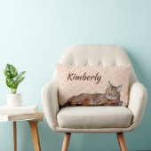 Sweet Tabby Cat with Orange Pattern Pillow (Chair)