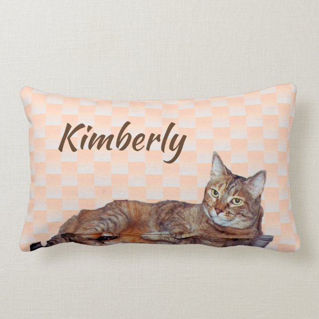 Sweet Tabby Cat with Orange Pattern Pillow