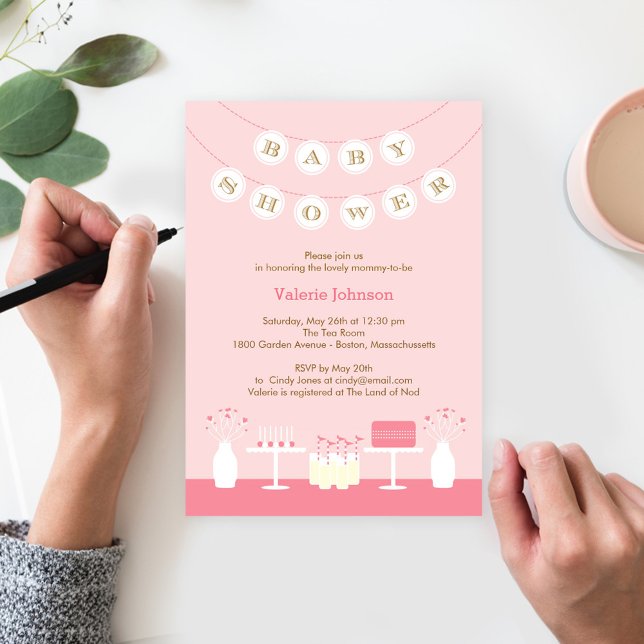 Sweet Table Baby Shower Invitation - Pink (Creator Uploaded)