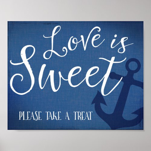 Sweet table nautical wedding sign navy blue