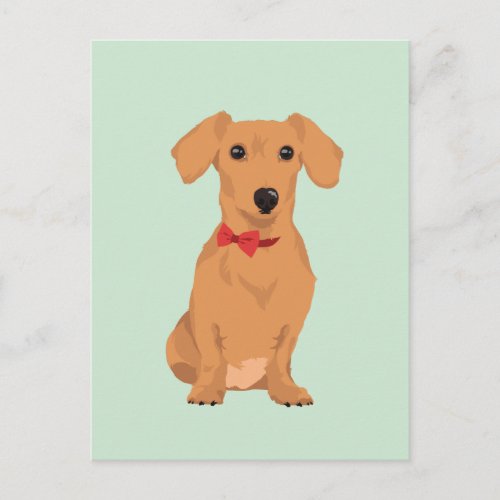 Sweet Tan Dachsund with Neck Ribbon for Dog Lovers Postcard