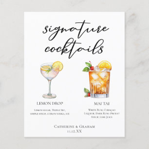 Sweet & Tart Signature Cocktails Wedding Menu