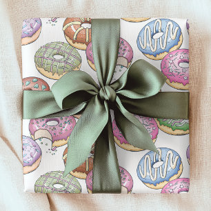Sweet Tasty Donuts Colorful Food Dessert Pattern Wrapping Paper