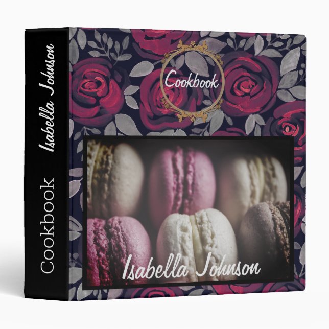 Sweet tasty macaroons delicious dessert cakes reci 3 ring binder (Front/Spine)