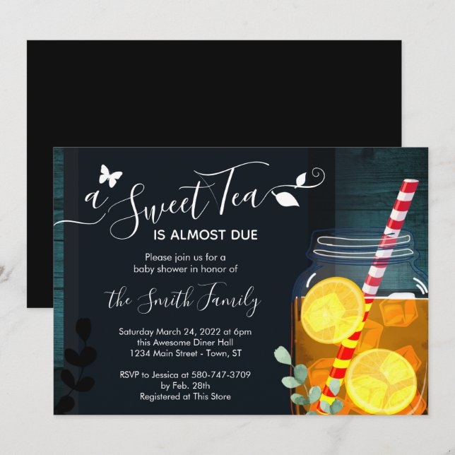 Sweet Tea Baby Shower Invitation (Front/Back)