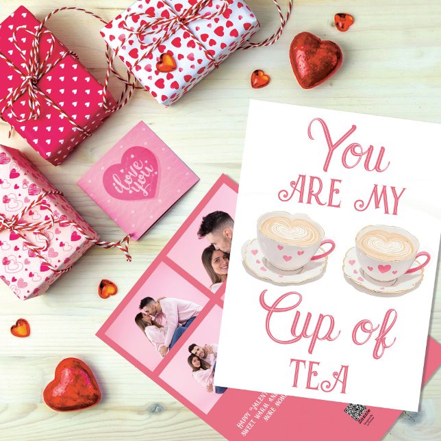 Sweet Tea Cups Personalized Photos Valentine's Day Holiday Card (Creator Uploaded)