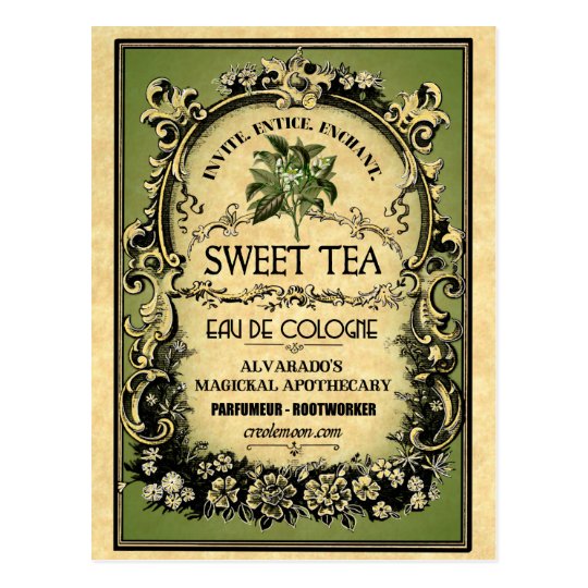 Sweet Tea Eau de Cologne Vintage Label Postcard | Zazzle.com