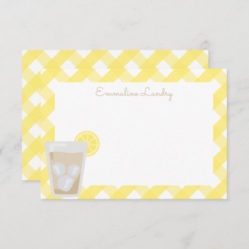 Sweet Tea  Gingham Personalized Note Cards