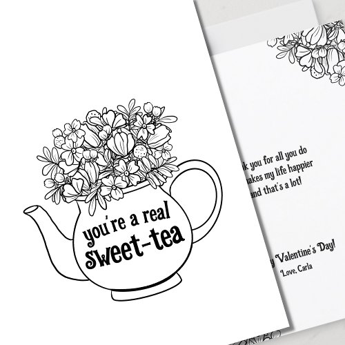 Sweet Tea Line Art Valentines Day Card