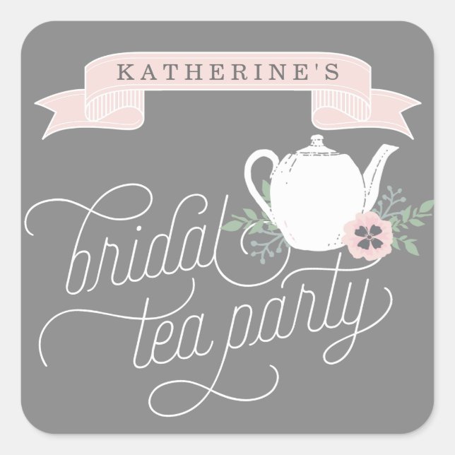 Sweet Tea | Personalized Bridal Tea Party Square Sticker (Front)