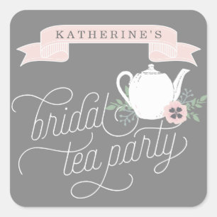 Sweet Tea Personalized Bridal Tea Party Square Sticker