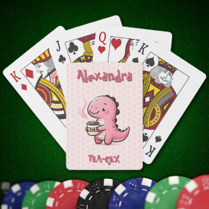 Sweet Tea-Rex Personalized Dinosaur Animal Pun Poker Cards